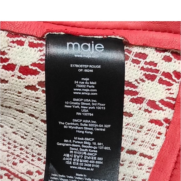 MAJE MOTORCYCLE JACKET NWT RED LEATHER Size-36 - Picture 9 of 11